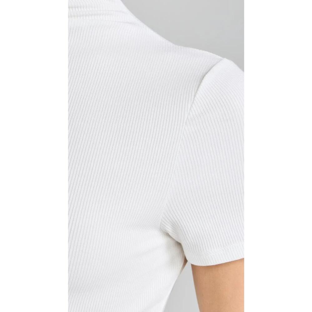 Paige Blanche Top Womens Large White Mock Neck Ribbed Stretch Shirt NWT - Picture 5 of 11